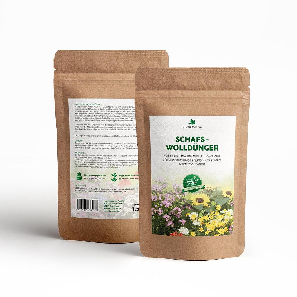 Floraveda Schafswolldünger – Natürlicher Langzeitdünger mit Wasserspeicher