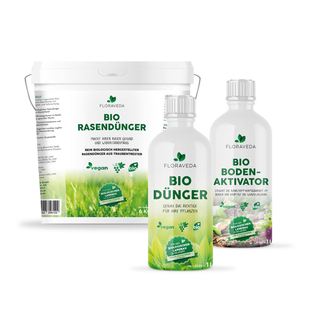 Spar-Set: Bio Dünger + Rasendünger + Bodenaktivator